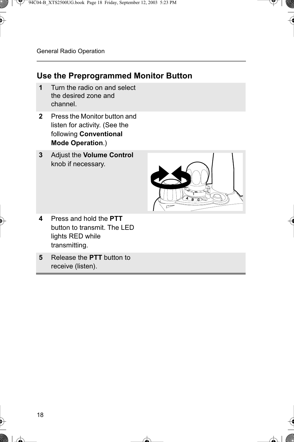 Use the preprogrammed monitor button | Motorola XTSTM 1500 User Manual | Page 28 / 66