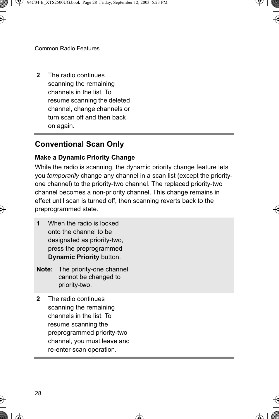 Conventional scan only | Motorola XTSTM 1500 User Manual | Page 38 / 66