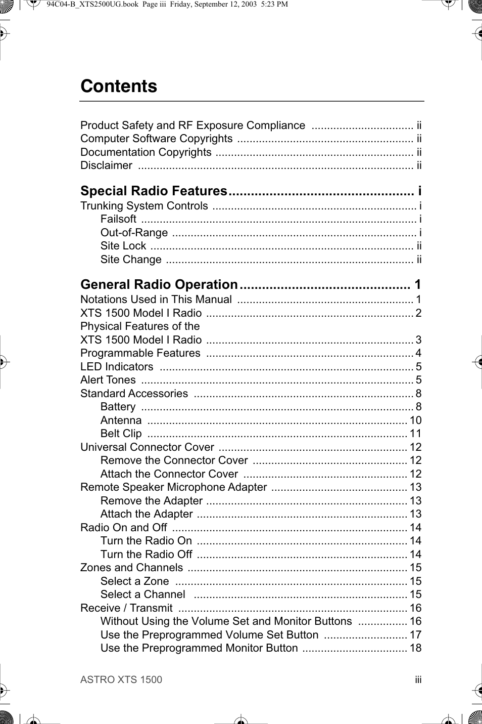 Motorola XTSTM 1500 User Manual | Page 7 / 66