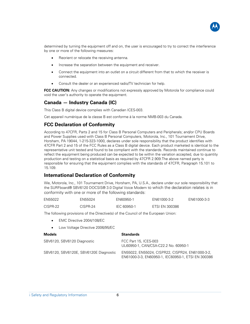 Motorola SBV6120E User Manual | Page 6 / 27