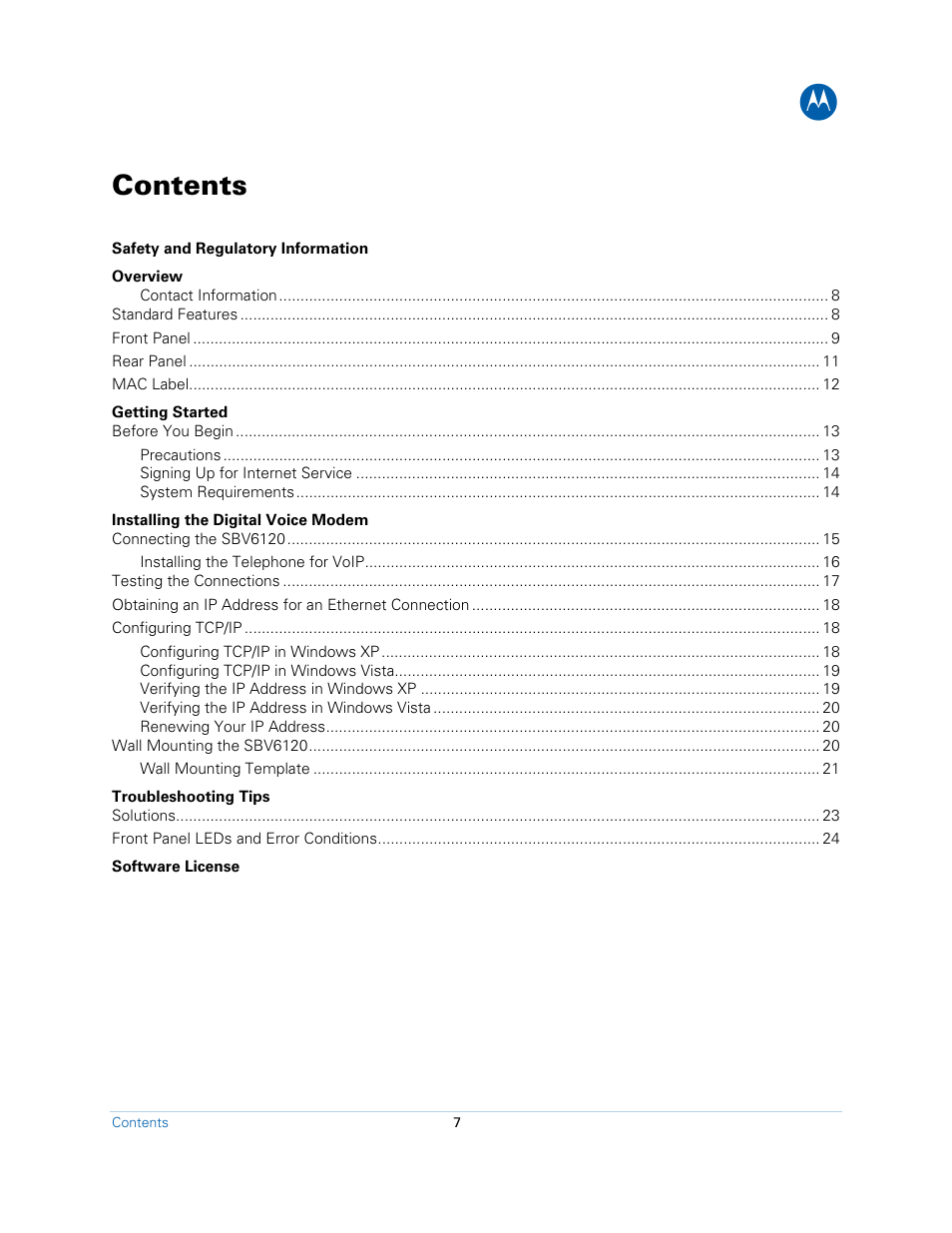 Motorola SBV6120E User Manual | Page 7 / 27