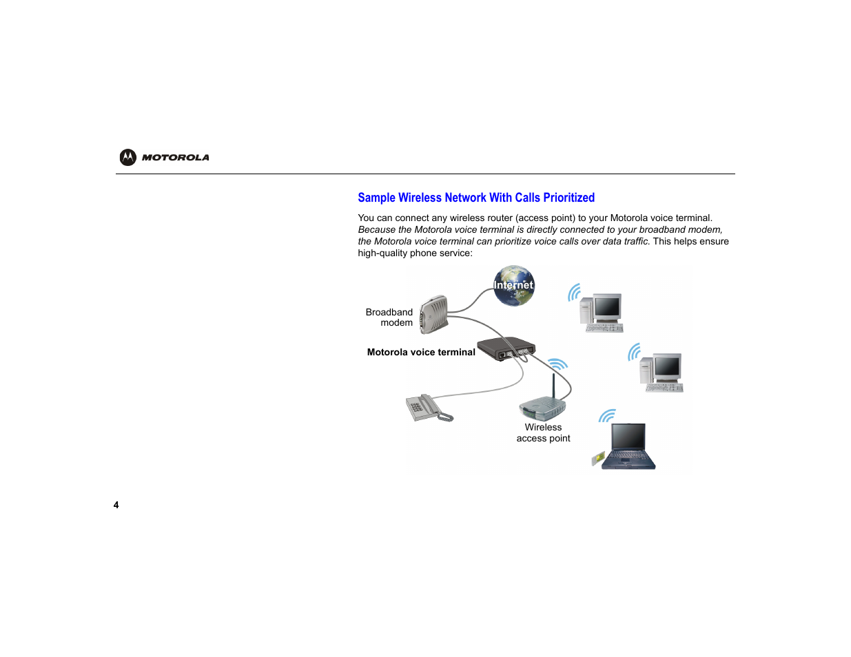 Sample wireless network with calls prioritized | Motorola VT1000 User Manual | Page 10 / 42