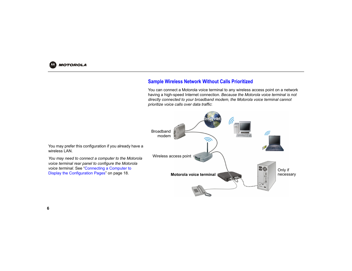 Sample wireless network without calls prioritized | Motorola VT1000 User Manual | Page 12 / 42