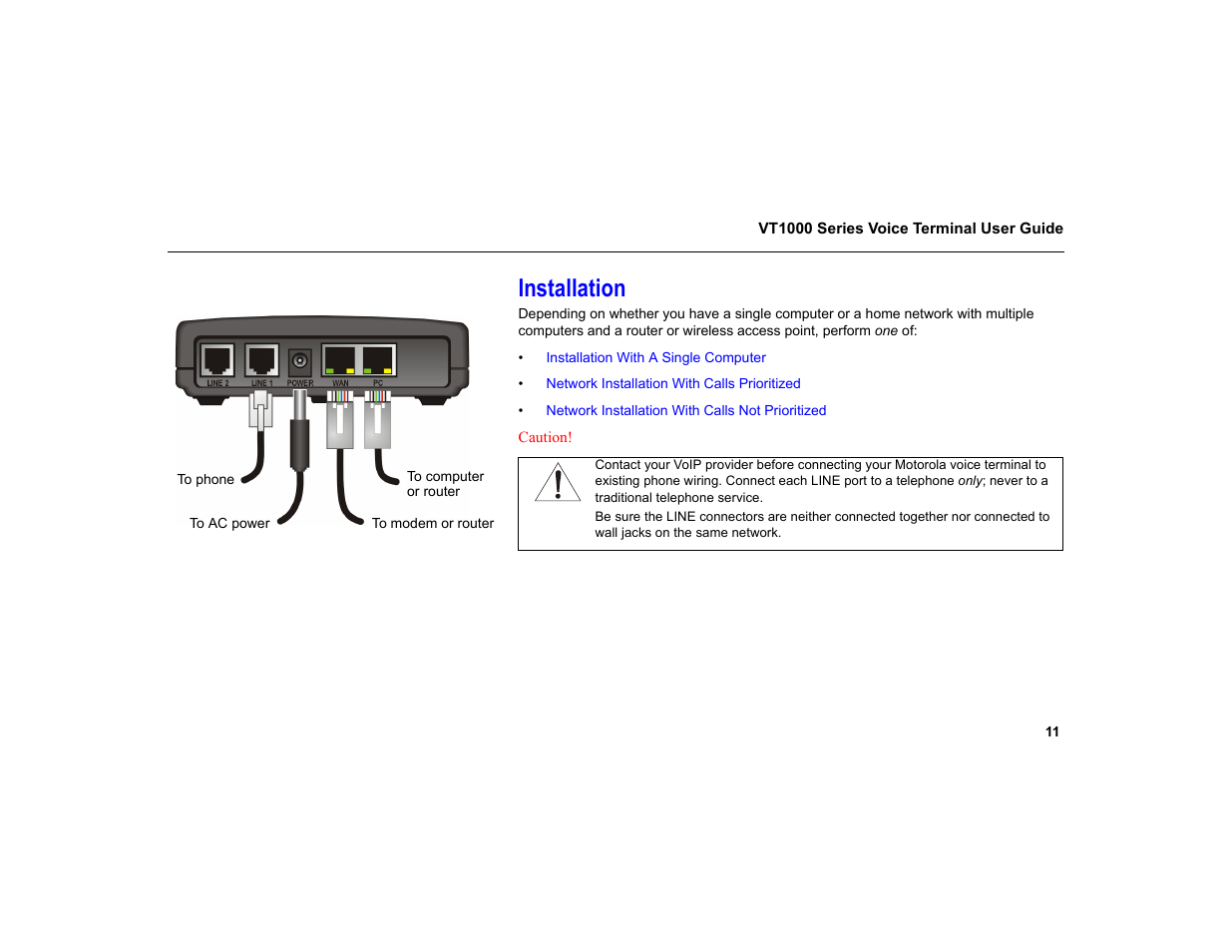 Installation | Motorola VT1000 User Manual | Page 17 / 42