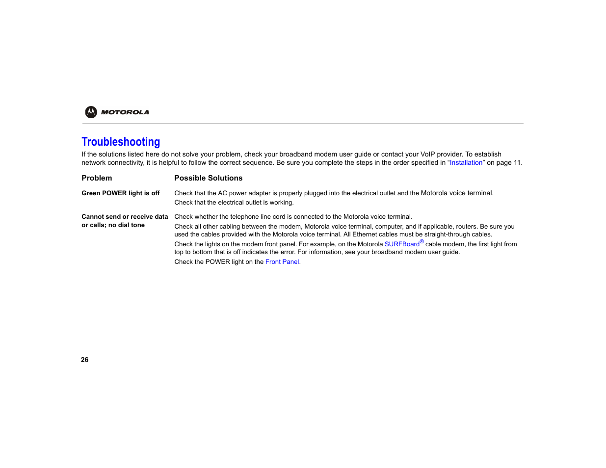 Troubleshooting, Refer | Motorola VT1000 User Manual | Page 32 / 42
