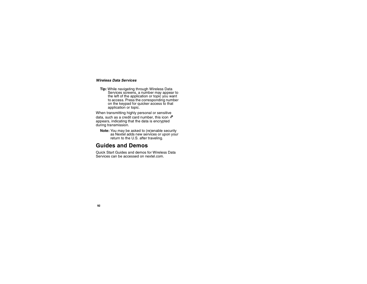 Guides and demos | Motorola i265 User Manual | Page 102 / 183