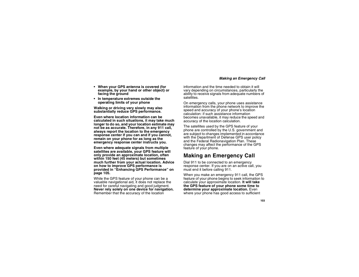 Making an emergency call | Motorola i265 User Manual | Page 113 / 183