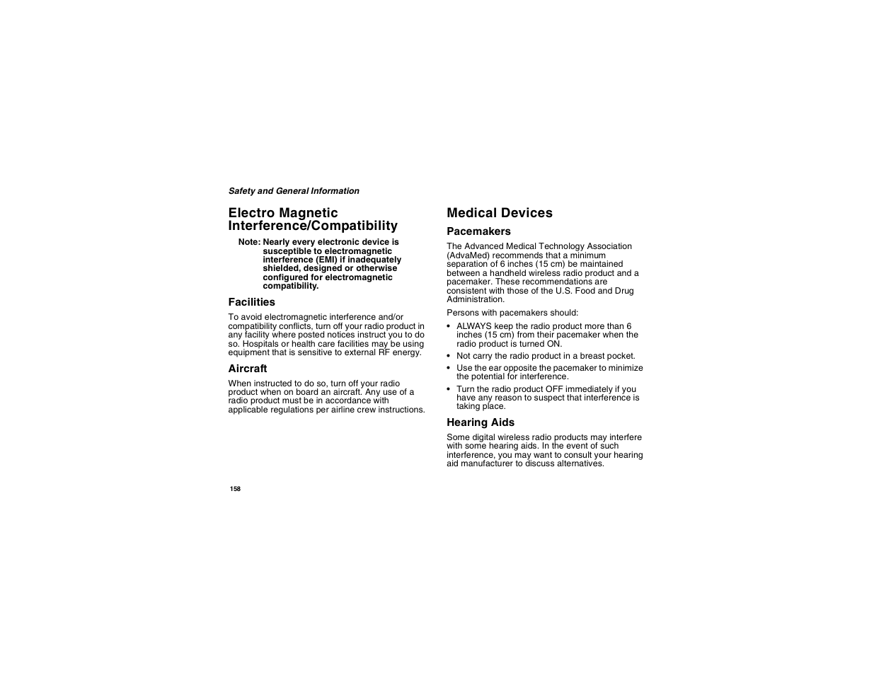 Electro magnetic interference/compatibility, Medical devices | Motorola i265 User Manual | Page 168 / 183