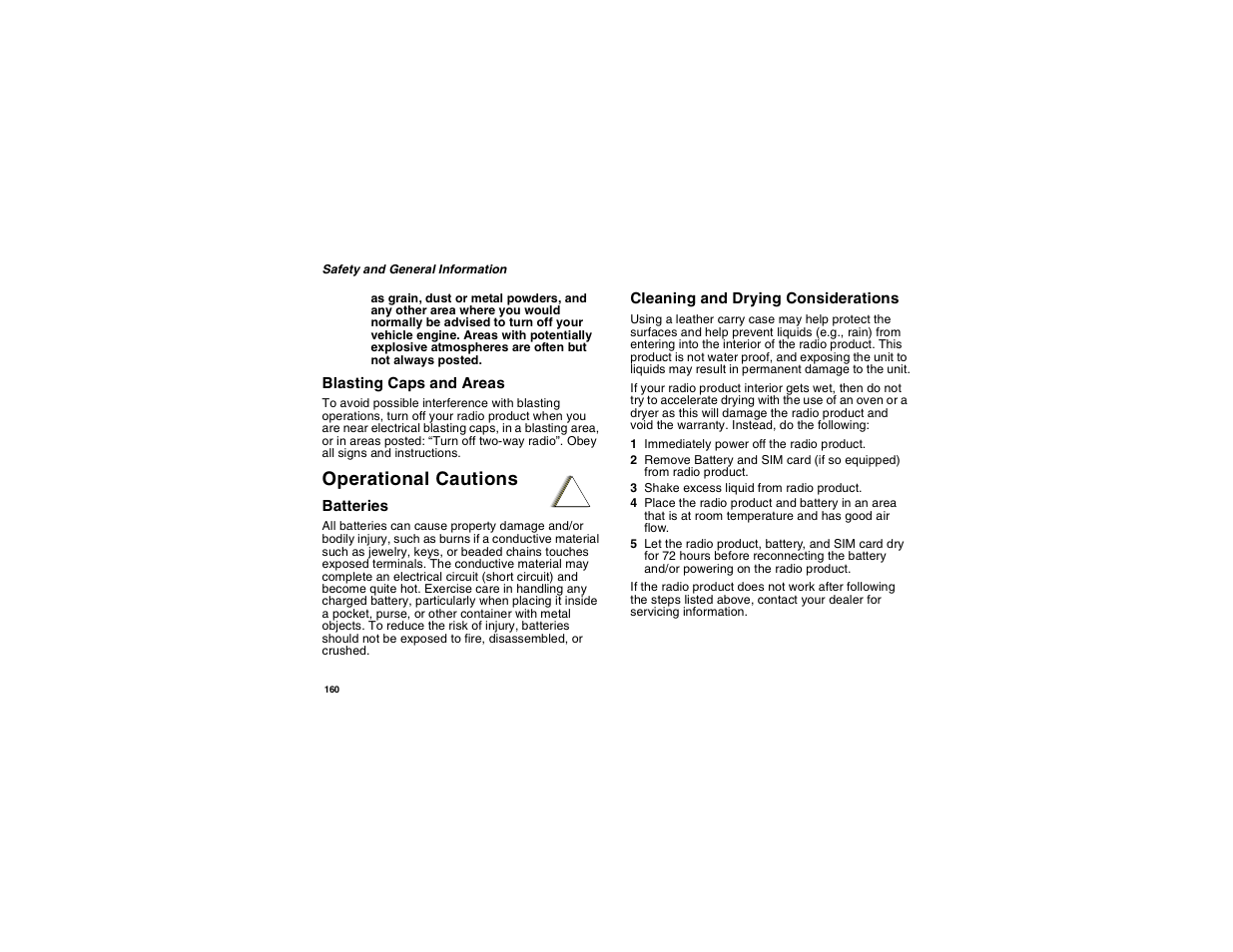 Operational cautions | Motorola i265 User Manual | Page 170 / 183