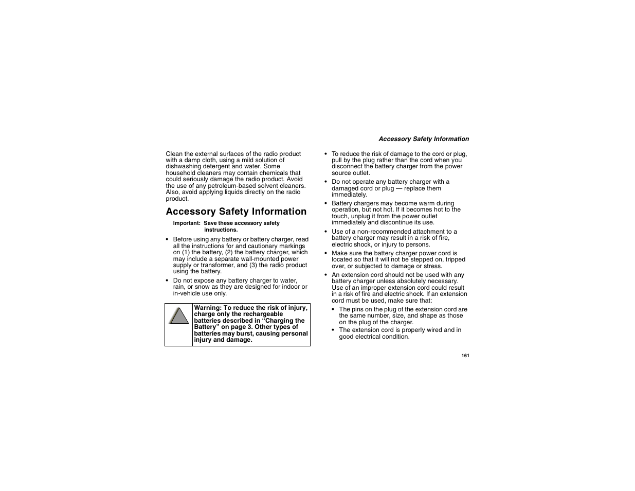 Accessory safety information | Motorola i265 User Manual | Page 171 / 183