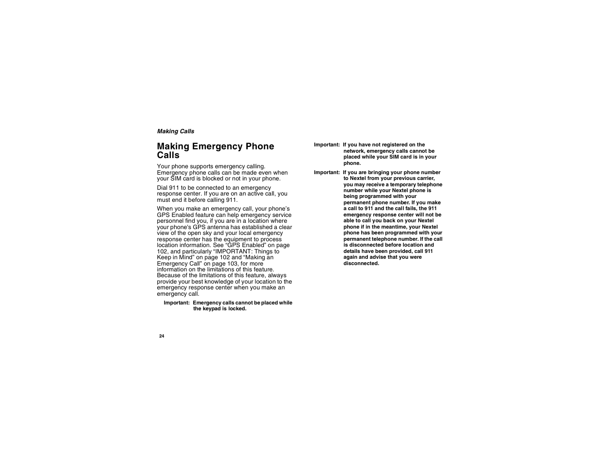 Making emergency phone calls | Motorola i265 User Manual | Page 34 / 183