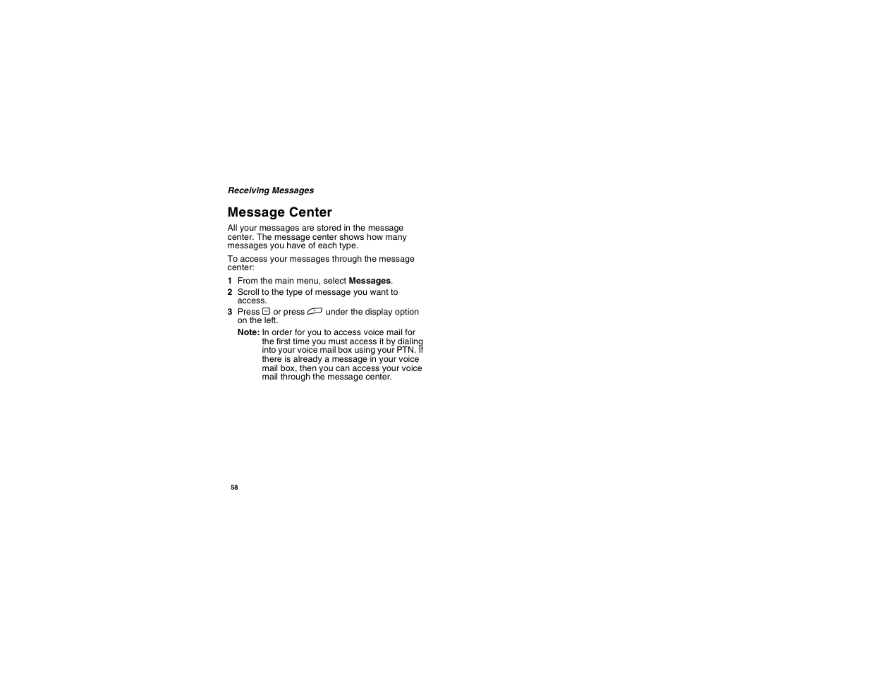 Message center | Motorola i265 User Manual | Page 68 / 183