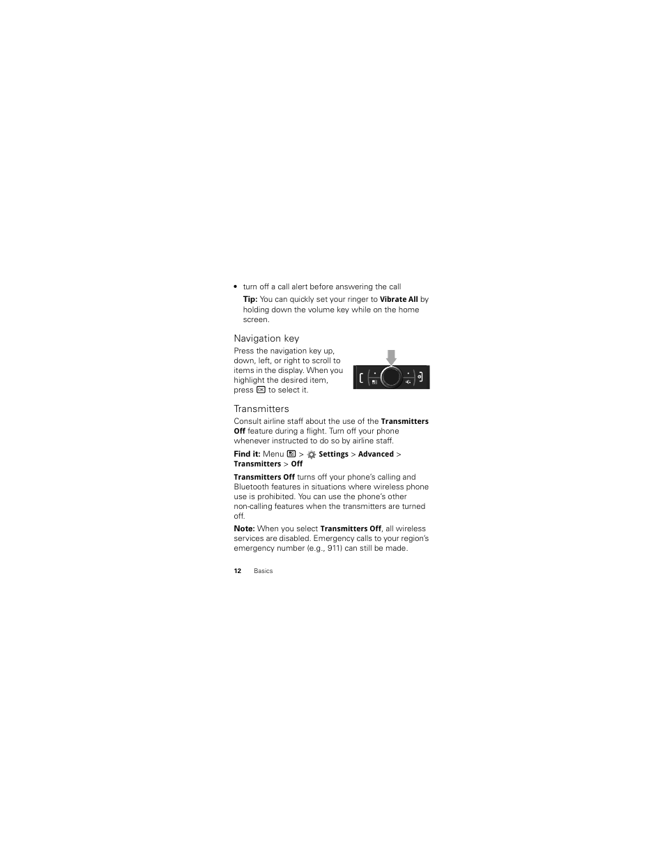 Navigation key, Transmitters | Motorola Clutch I475 User Manual | Page 14 / 64
