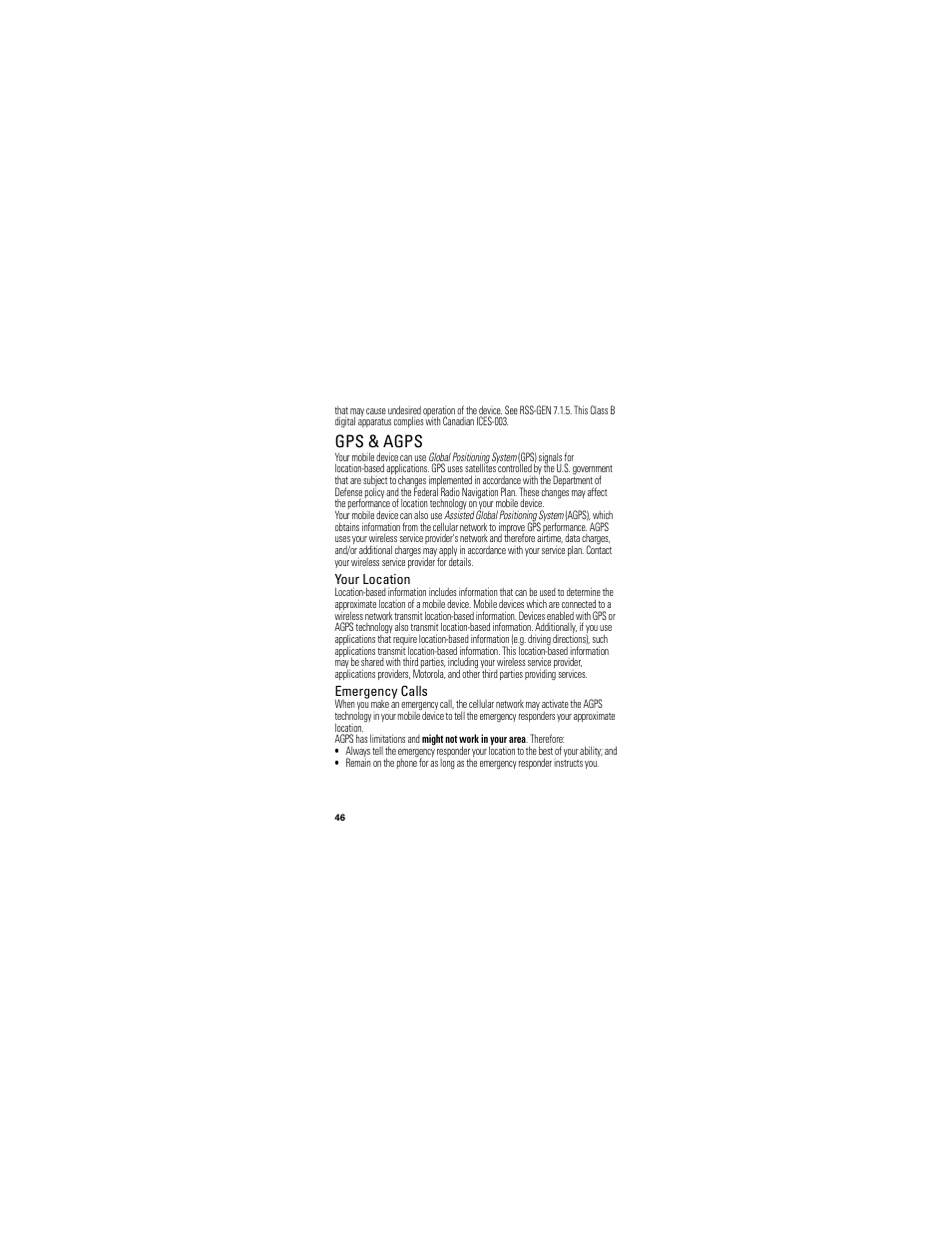 Gps & agps | Motorola Clutch I475 User Manual | Page 48 / 64