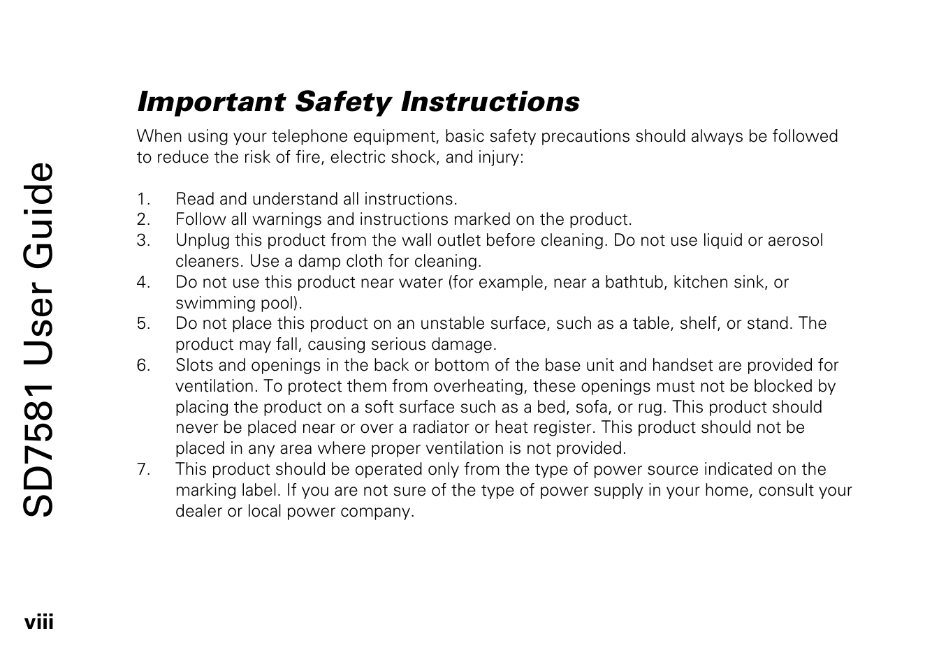 Sd7581 user guide, Important safety instructions | Motorola SD7581 User Manual | Page 11 / 58