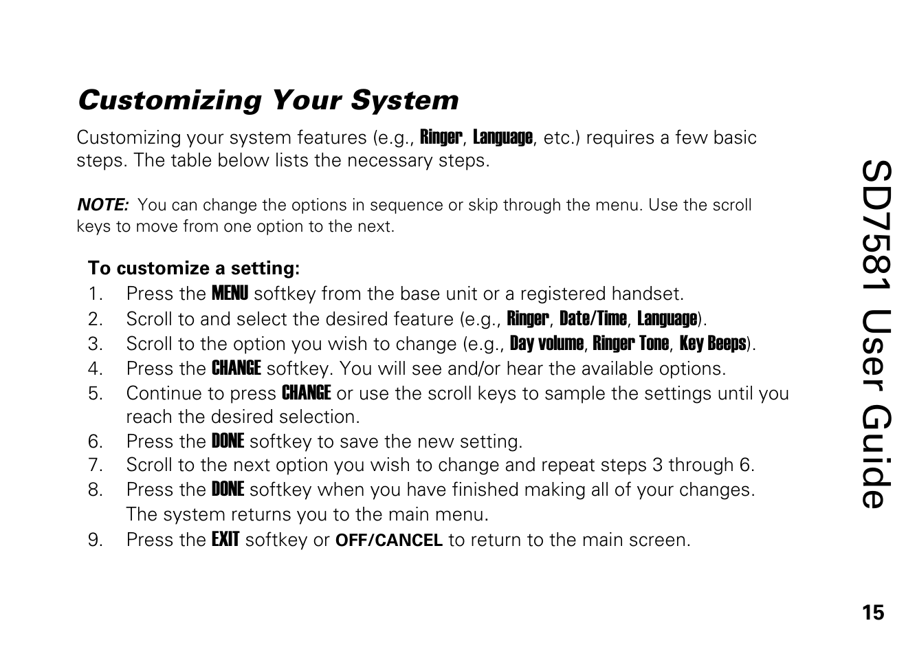 Customizing your system, Sd7581 user guide | Motorola SD7581 User Manual | Page 28 / 58