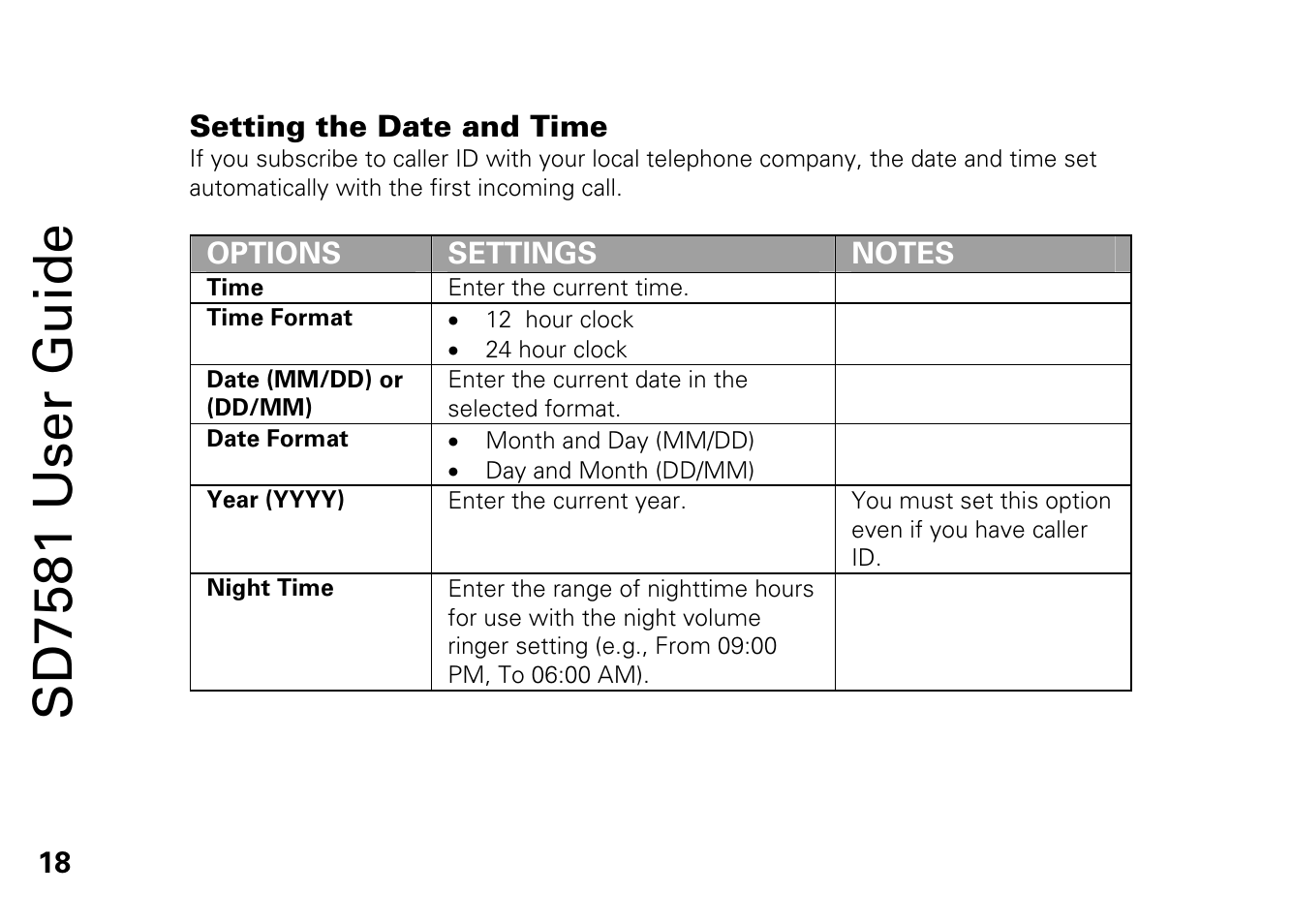 Setting the date and time, Sd7581 user guide | Motorola SD7581 User Manual | Page 31 / 58