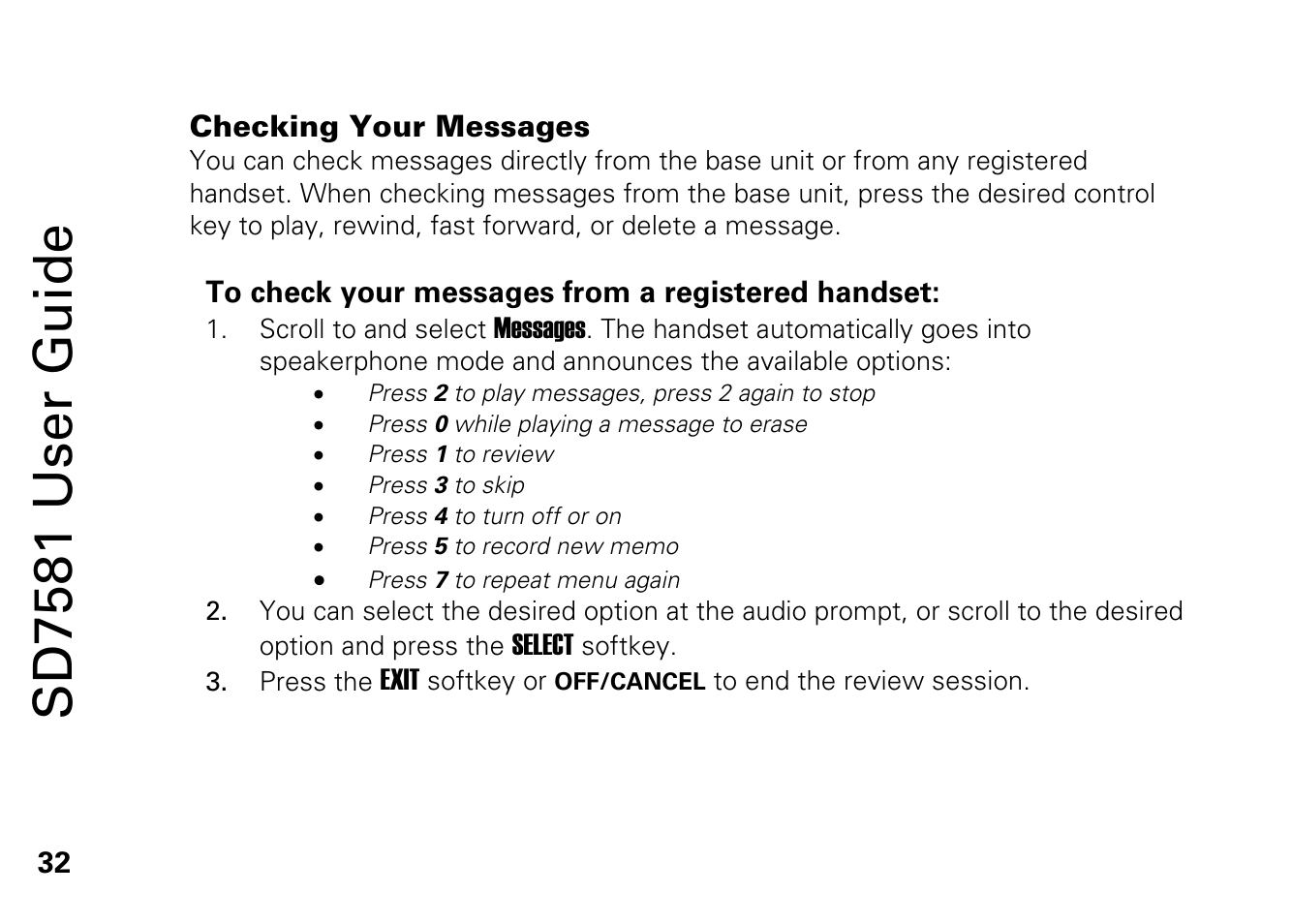 Checking your messages, Sd7581 user guide | Motorola SD7581 User Manual | Page 45 / 58