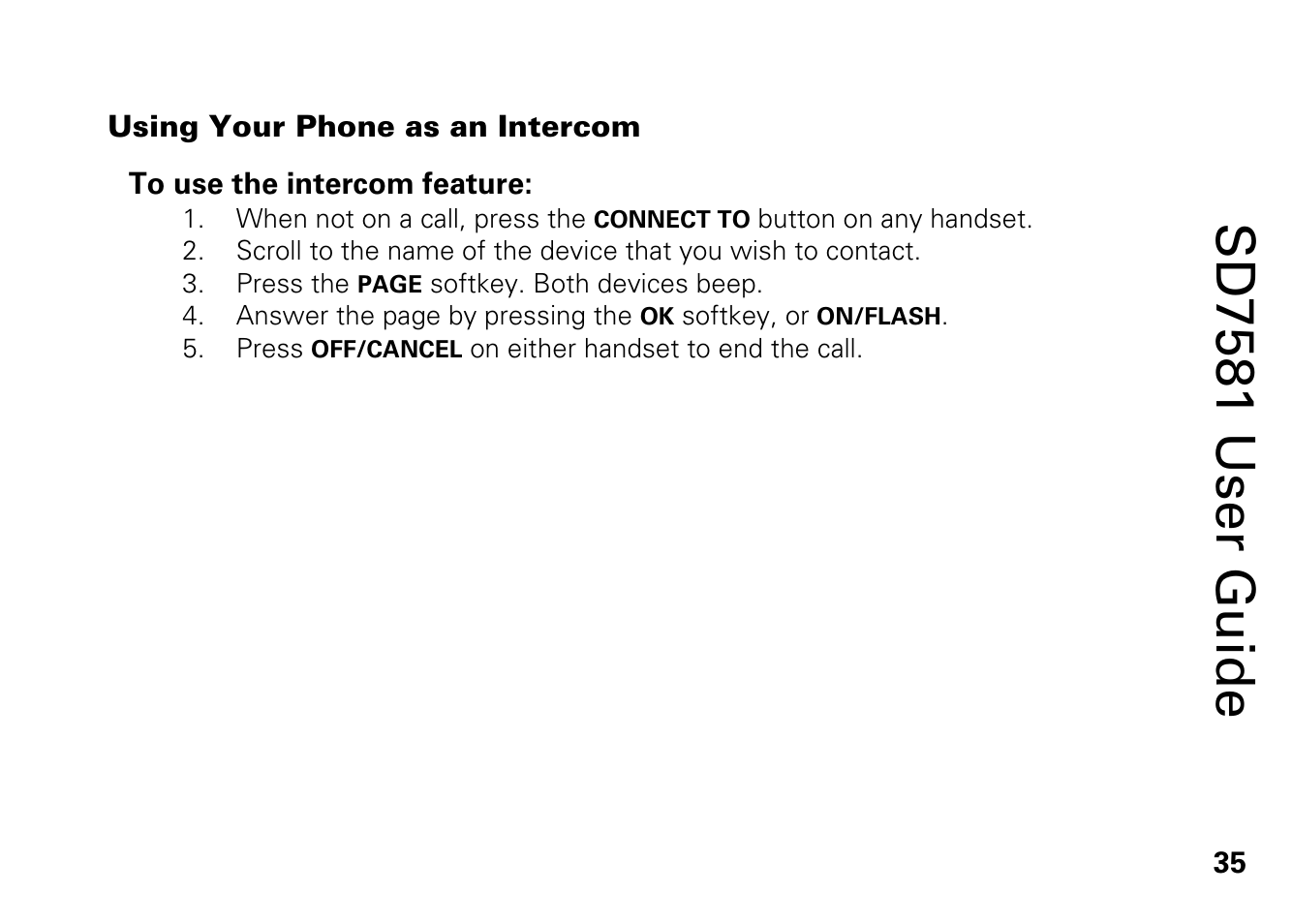 Using your phone as an intercom, Sd7581 user guide | Motorola SD7581 User Manual | Page 48 / 58