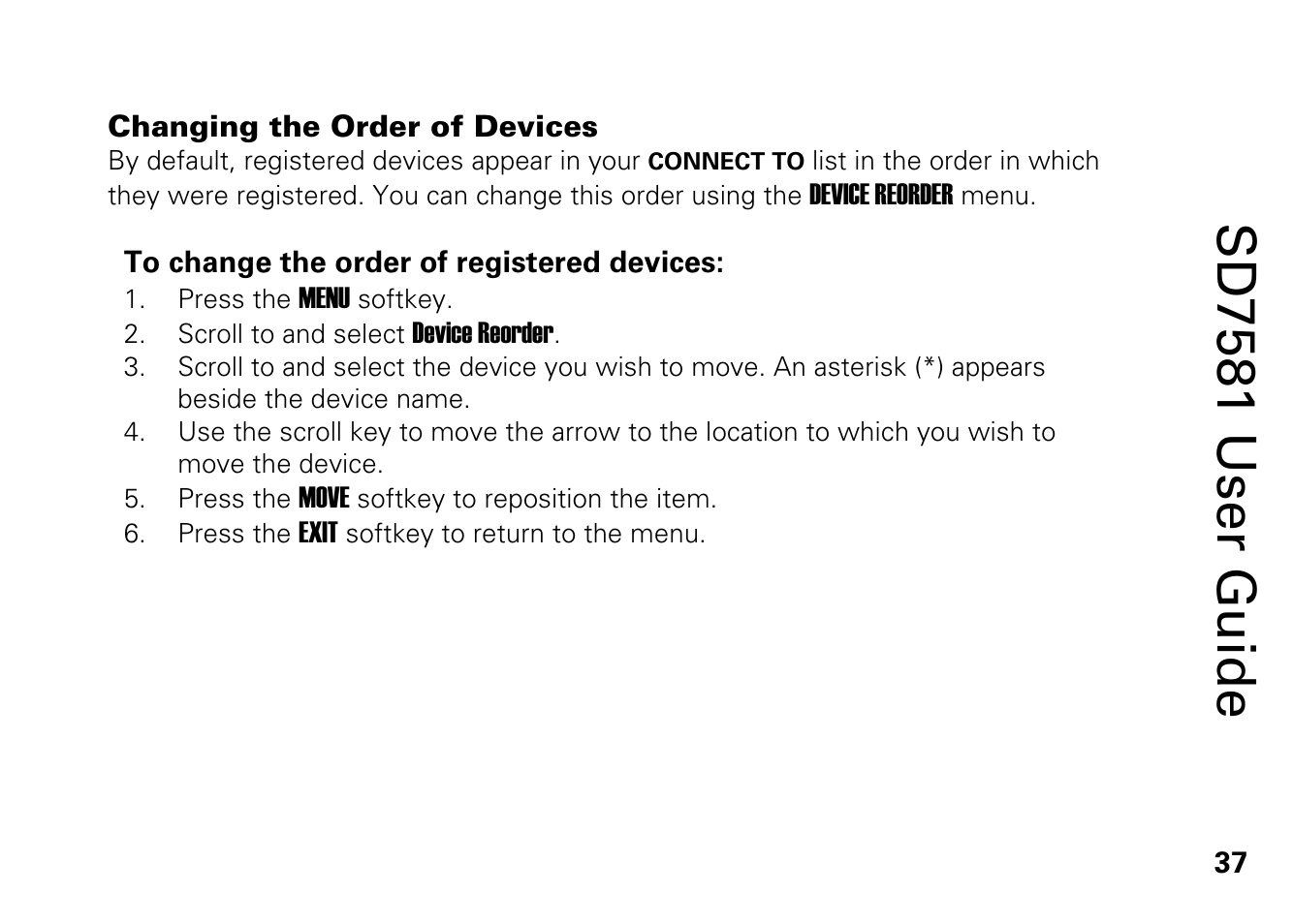 Changing the order of devices, Sd7581 user guide | Motorola SD7581 User Manual | Page 50 / 58