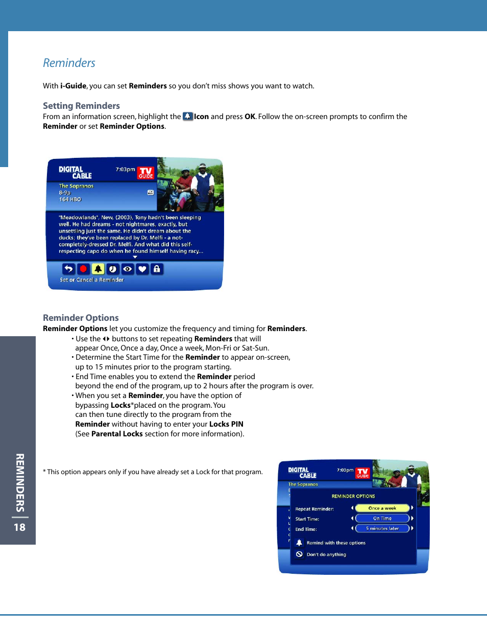 Reminders | Motorola DCT6412 User Manual | Page 20 / 50