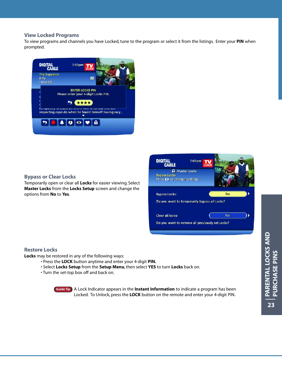 Parent al l ocks and pur chase pins 23 | Motorola DCT6412 User Manual | Page 25 / 50