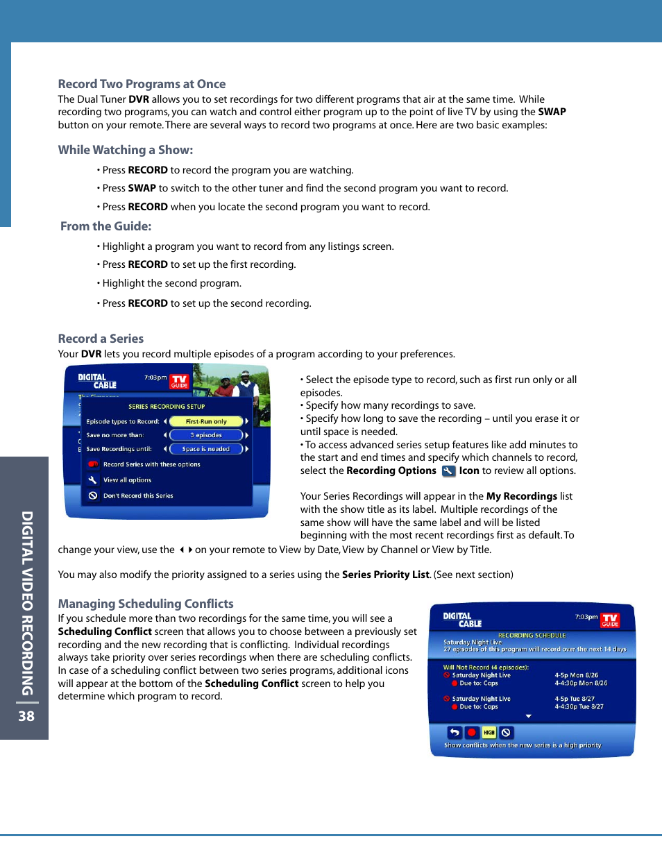 Digit al video rec ording 38 | Motorola DCT6412 User Manual | Page 40 / 50