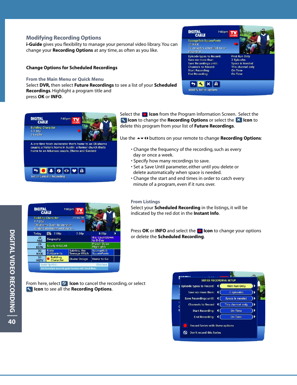 Digit al video rec ording 40 | Motorola DCT6412 User Manual | Page 42 / 50