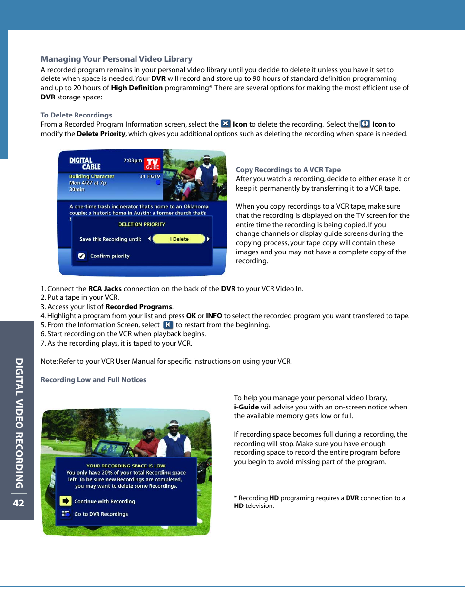 Digit al video rec ording 42 | Motorola DCT6412 User Manual | Page 44 / 50