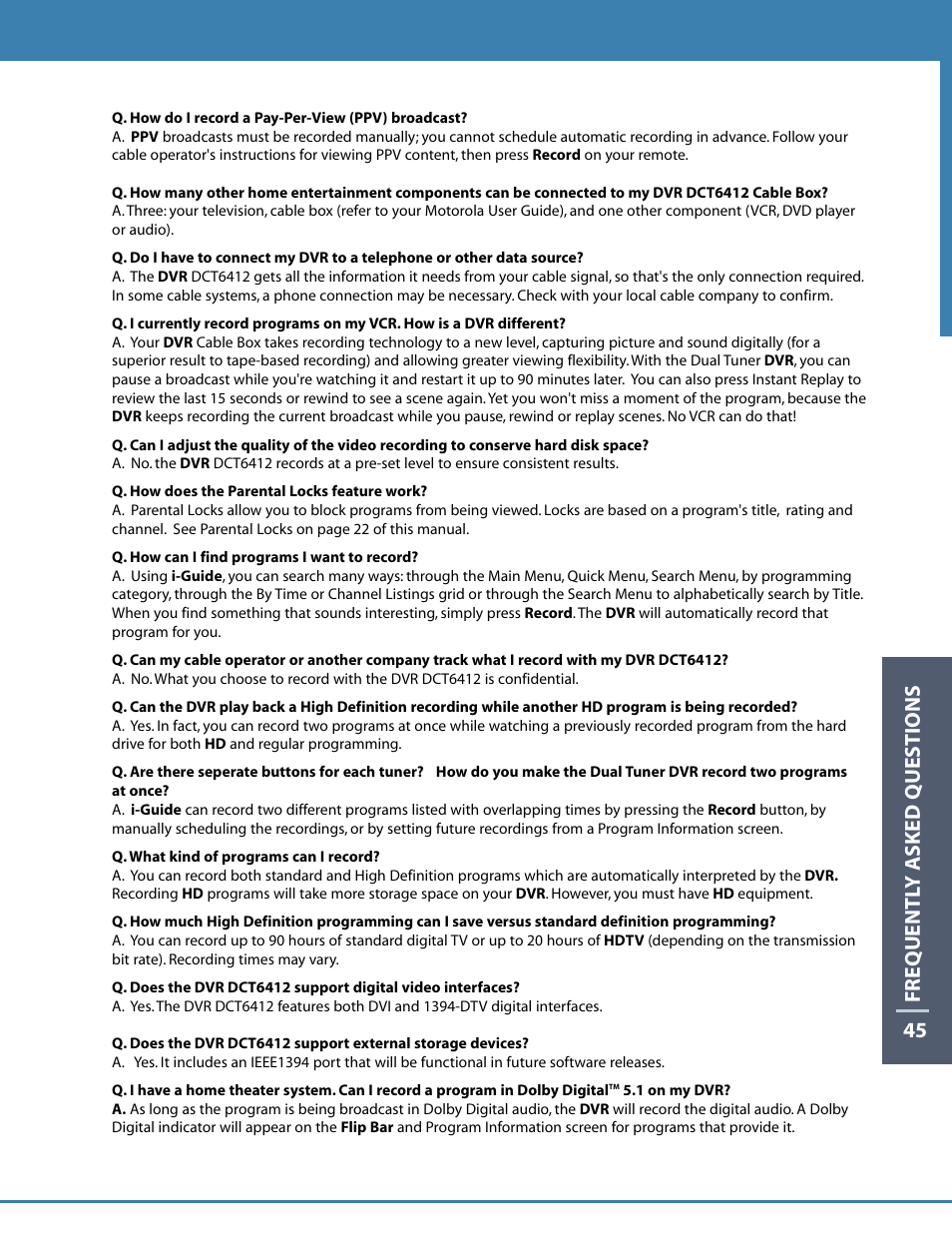 Motorola DCT6412 User Manual | Page 47 / 50