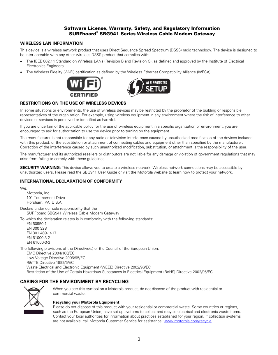 Motorola SURFBOARD SBG941 User Manual | Page 3 / 5