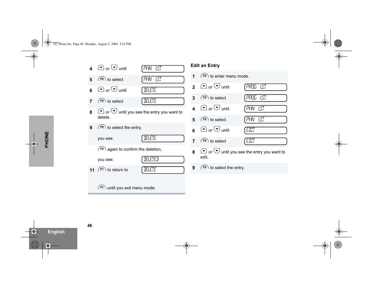 Edit an entry | Motorola PM400 User Manual | Page 48 / 76