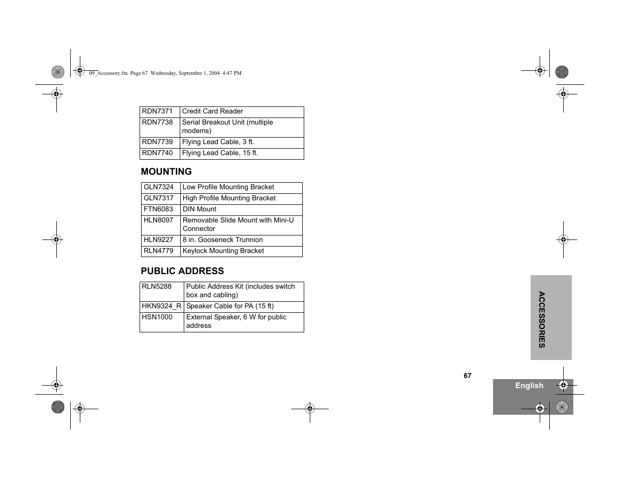 Mounting, Public address, Mounting public address | Motorola PM400 User Manual | Page 69 / 76