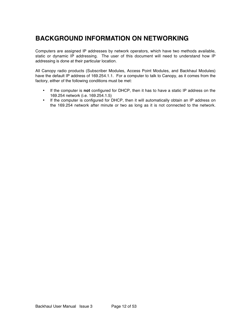 Background information on networking | Motorola Canopy Backhaul Module User Manual | Page 12 / 53