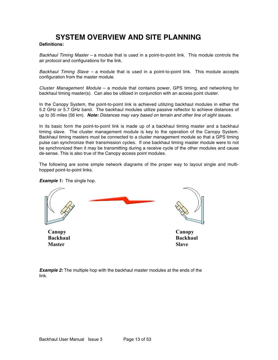 System overview and site planning | Motorola Canopy Backhaul Module User Manual | Page 13 / 53