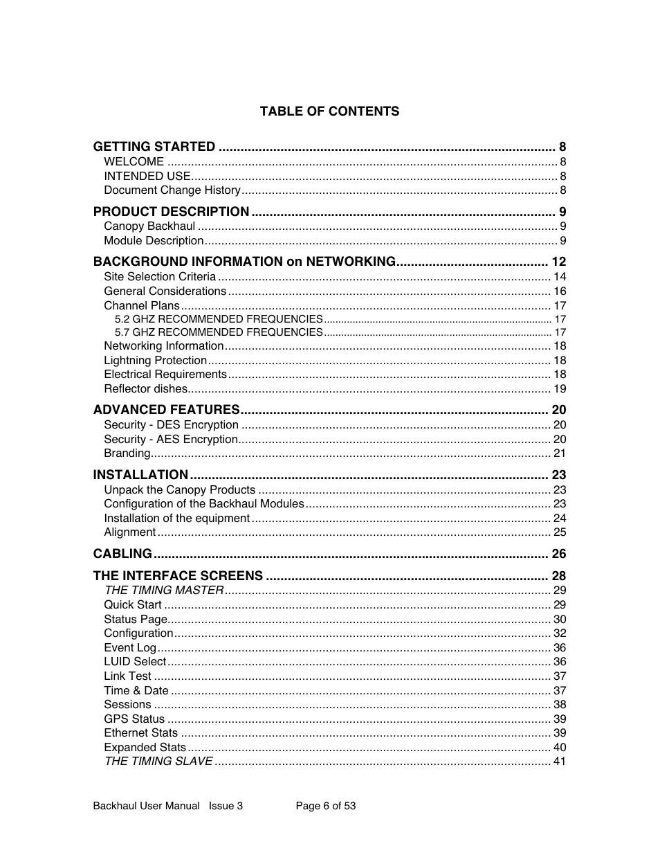 Motorola Canopy Backhaul Module User Manual | Page 6 / 53