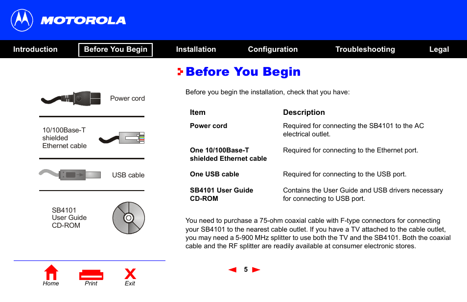 Before you begin | Motorola SB4101 User Manual | Page 12 / 65