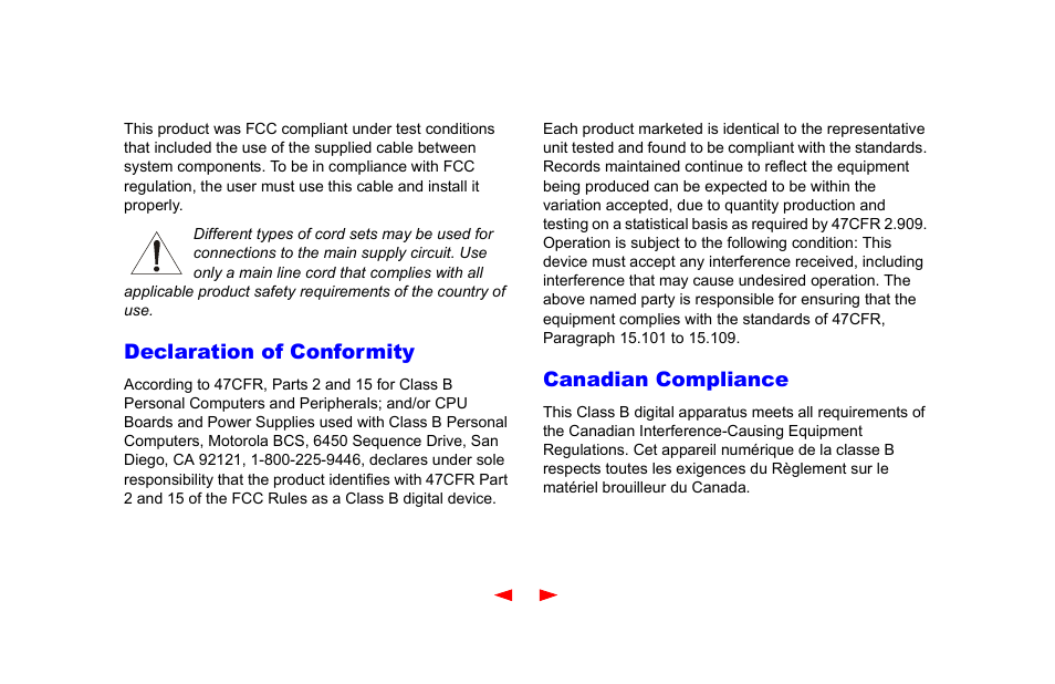 Declaration of conformity, Canadian compliance | Motorola SB4101 User Manual | Page 3 / 65