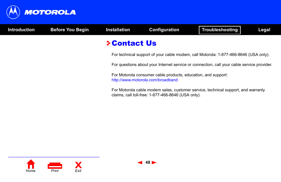 Contact us | Motorola SB4101 User Manual | Page 55 / 65