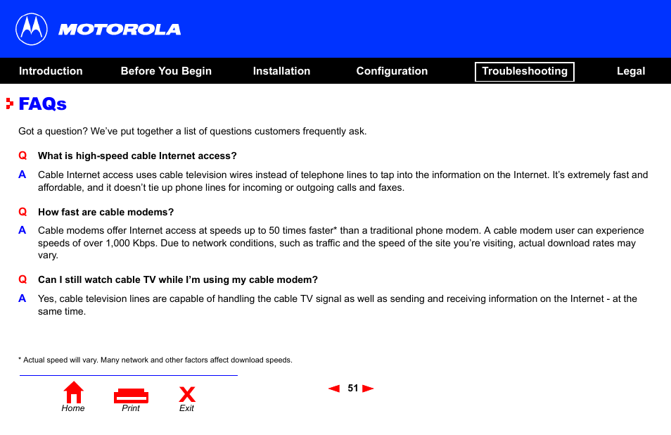 Faqs | Motorola SB4101 User Manual | Page 58 / 65