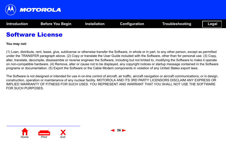 Software license | Motorola SB4101 User Manual | Page 63 / 65