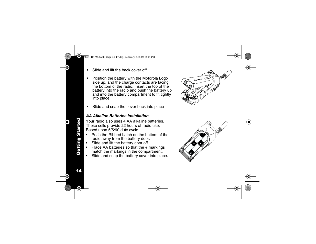 Aa battery | Motorola T7200 User Manual | Page 19 / 66