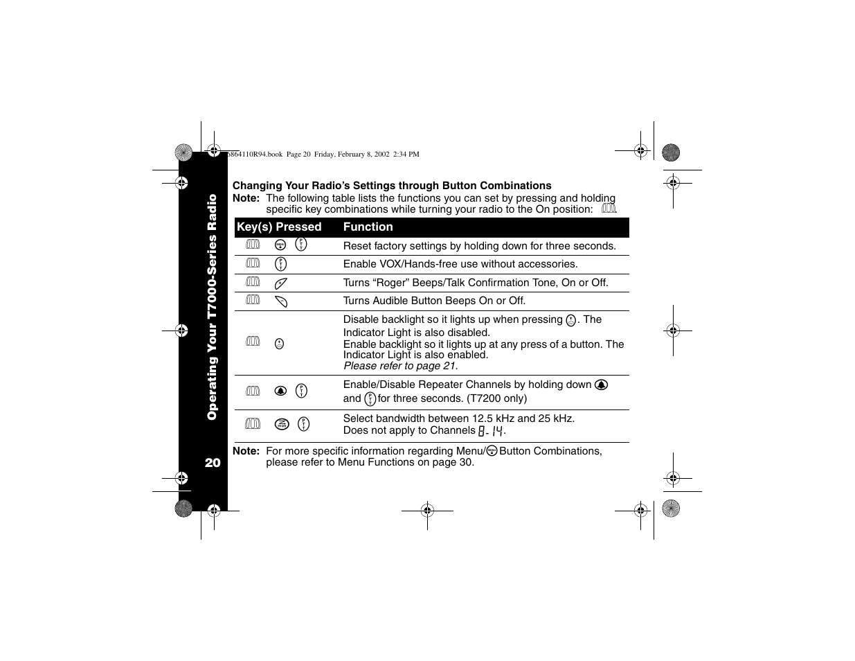 Changing radio settings | Motorola T7200 User Manual | Page 25 / 66