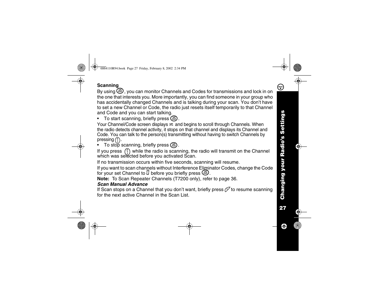 Scanning | Motorola T7200 User Manual | Page 32 / 66