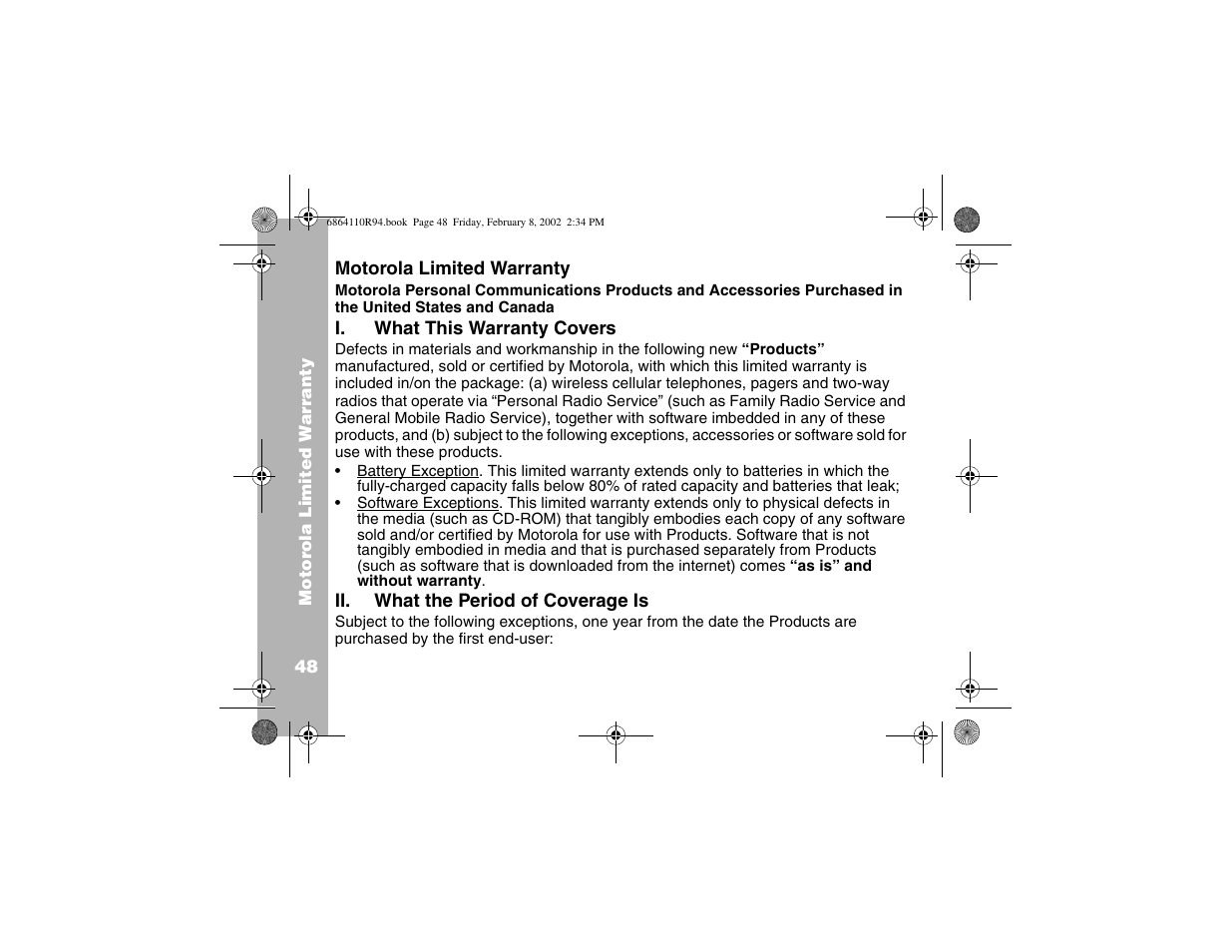 Warranty | Motorola T7200 User Manual | Page 53 / 66