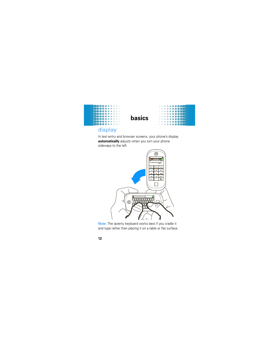 Display, Basics | Motorola Evoke 68000201587-B User Manual | Page 14 / 44