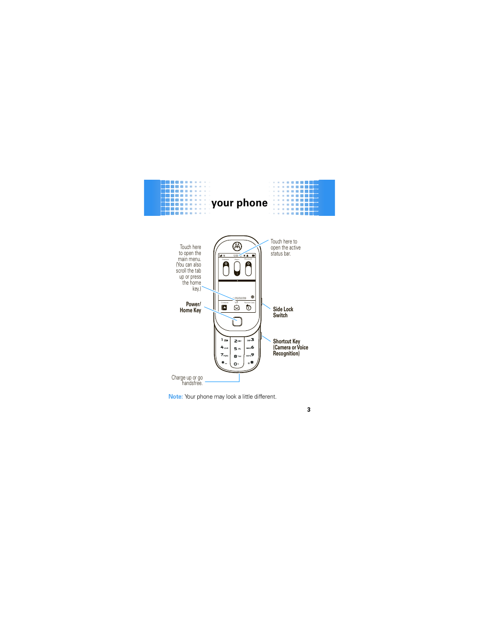 Your phone | Motorola Evoke 68000201587-B User Manual | Page 5 / 44
