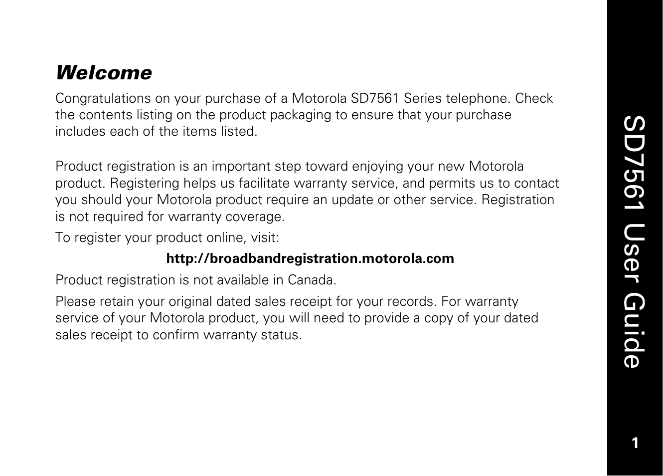 Sd7561 user guide, Welcome | Motorola SD7561 User Manual | Page 13 / 60