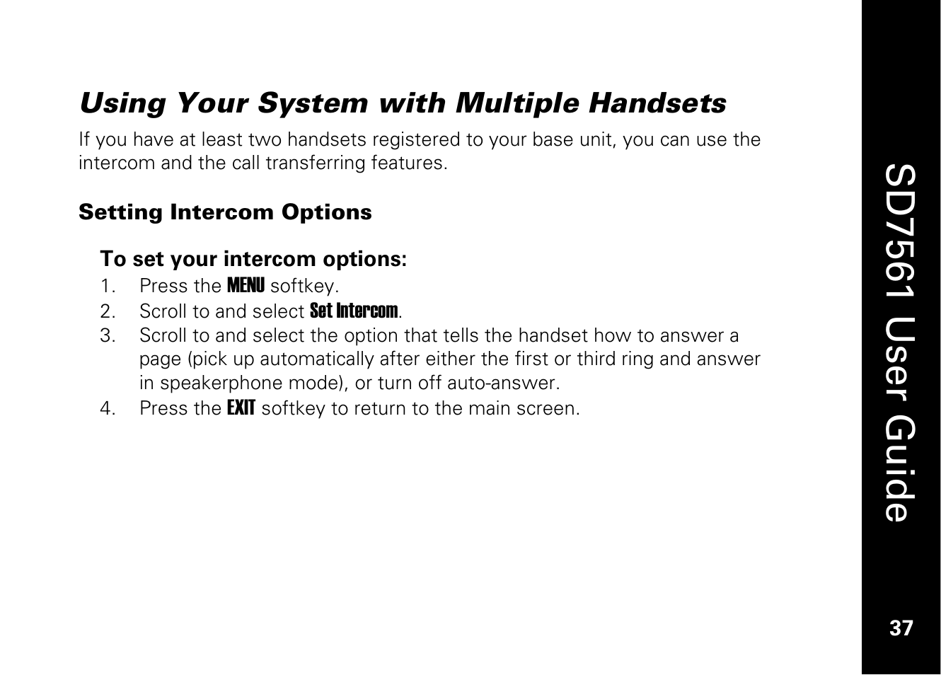 Sd7561 user guide, Using your system with multiple handsets | Motorola SD7561 User Manual | Page 49 / 60