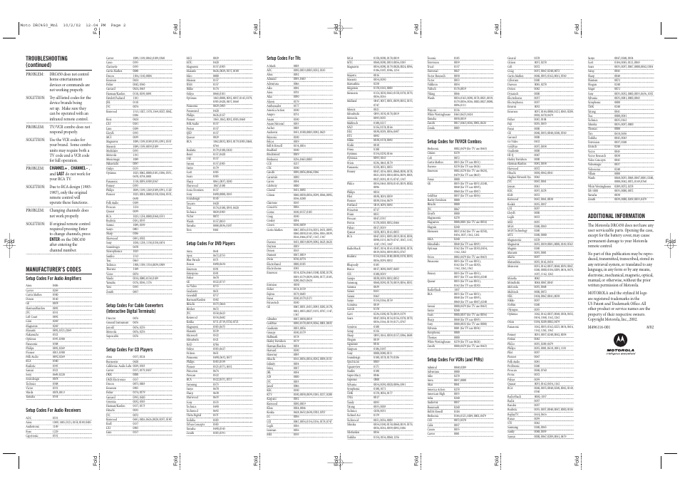 Motorola DRC450 User Manual | Page 2 / 2